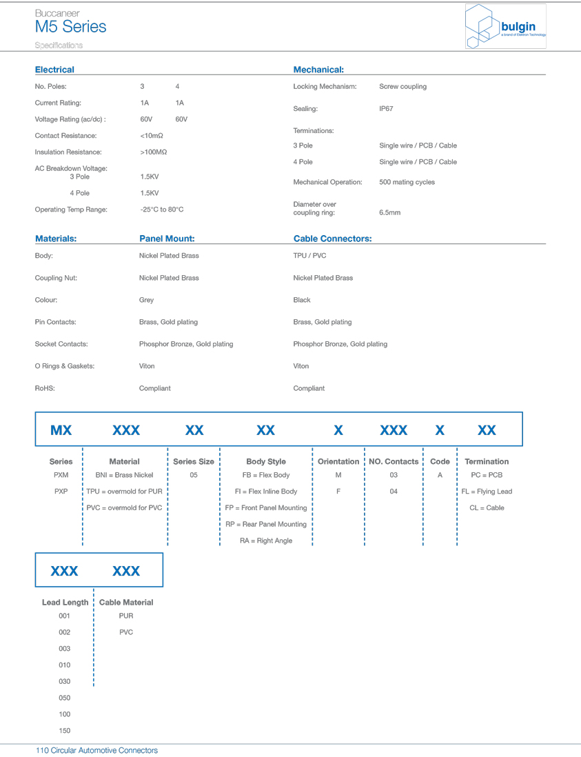 M5系列連接器參數