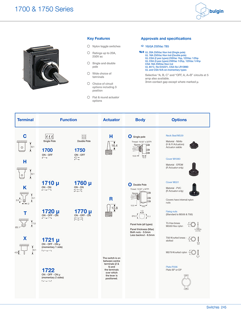搖桿開關1700選型 搖桿開關1700選型