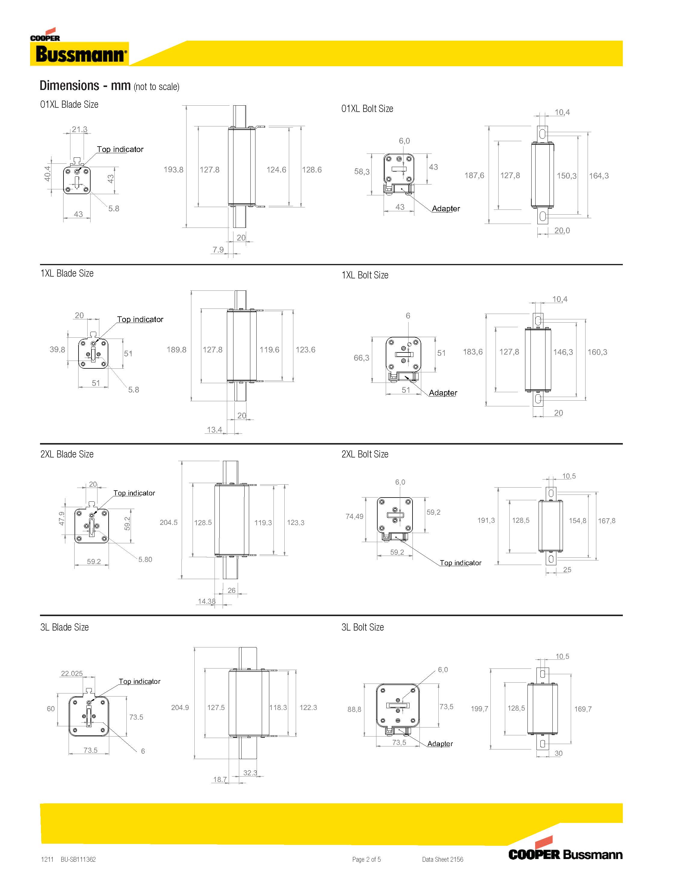 PV光伏熔斷器 XL系列 產(chǎn)品尺寸圖