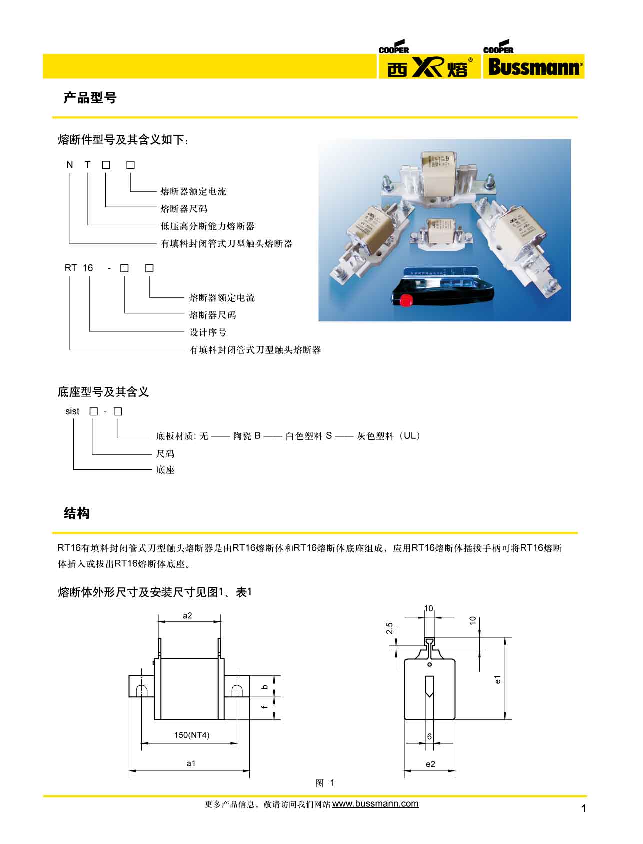 西熔RT-16系列刀型熔斷器 命名規(guī)則